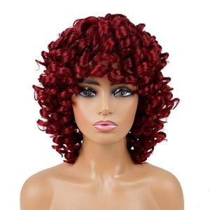 RED Short Bob Curly FULL Wigs